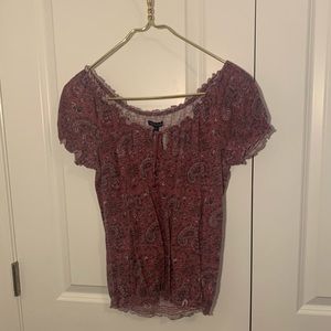 American Eagle Paisley Peasant Top / Off the Shoulder